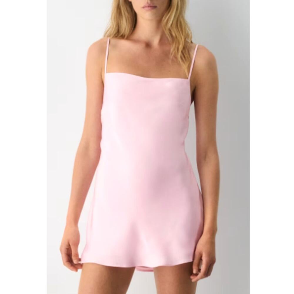 Aritzia TEN Confession Satin Dress Milkshake Pink Size 4